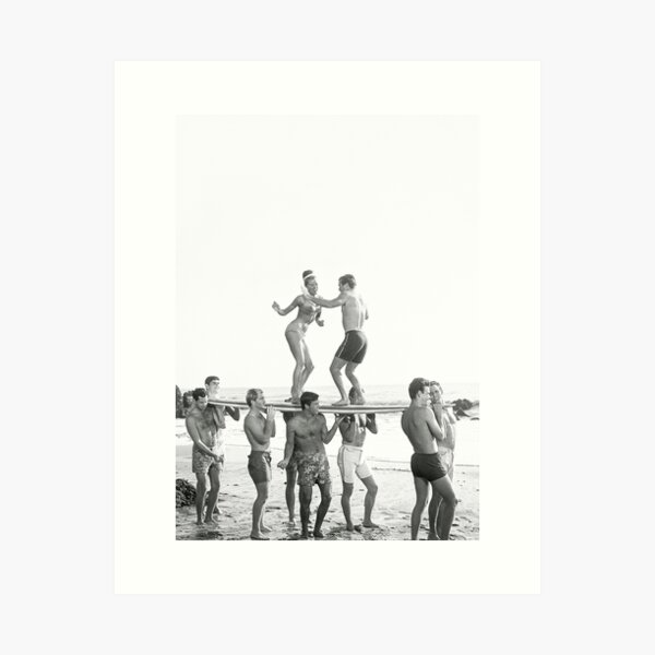 Item preview, Surf Party, Black and White Retro Vintage Art designed and sold by modernretro.
