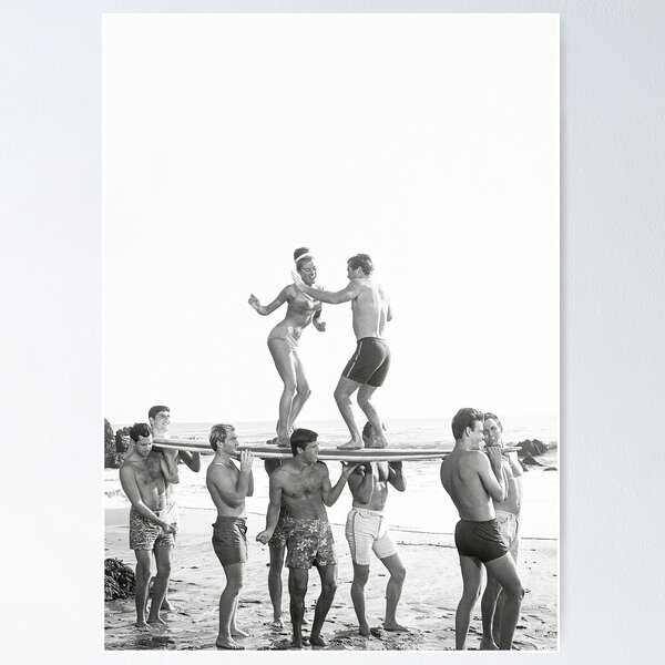Item preview, Surf Party, Black and White Retro Vintage Art designed and sold by modernretro.