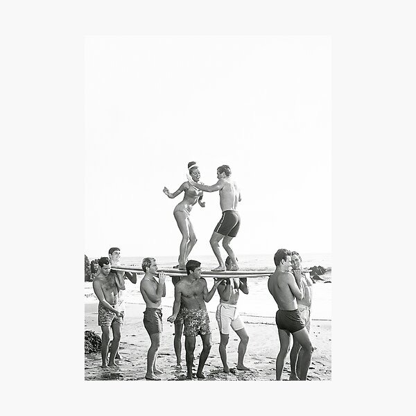 Item preview, Surf Party, Black and White Retro Vintage Art designed and sold by modernretro.
