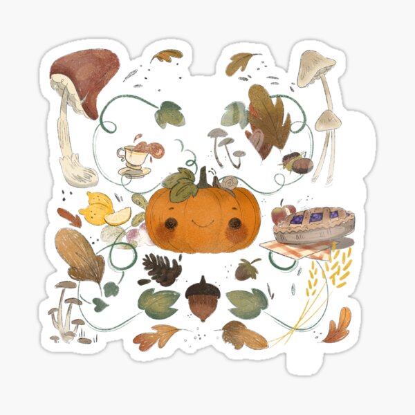 Petite Citrouille fête l’Automne Sticker