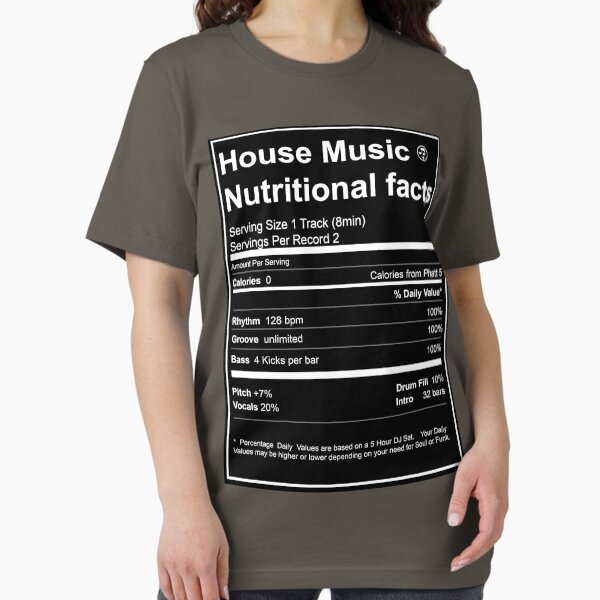 Artikel-Vorschau von Nährwertangaben für House-Musik, designt und verkauft von djhypnotixx.