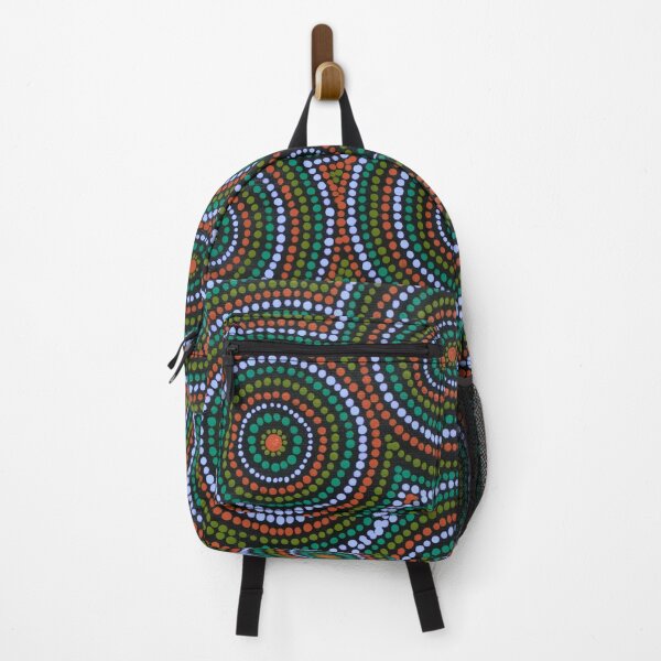 Item preview, Aboriginal Art Colorful Desert Waterholes, Red and Green Dot Art designed and sold by GhostGumDesigns.