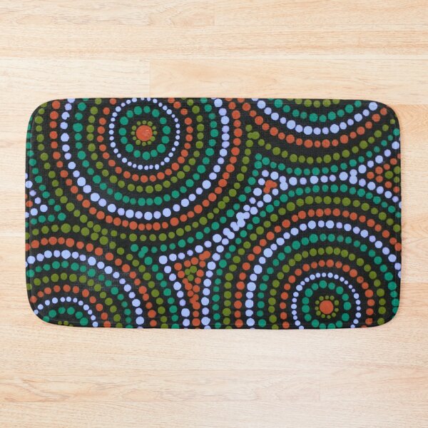 Item preview, Aboriginal Art Colorful Desert Waterholes, Red and Green Dot Art designed and sold by GhostGumDesigns.