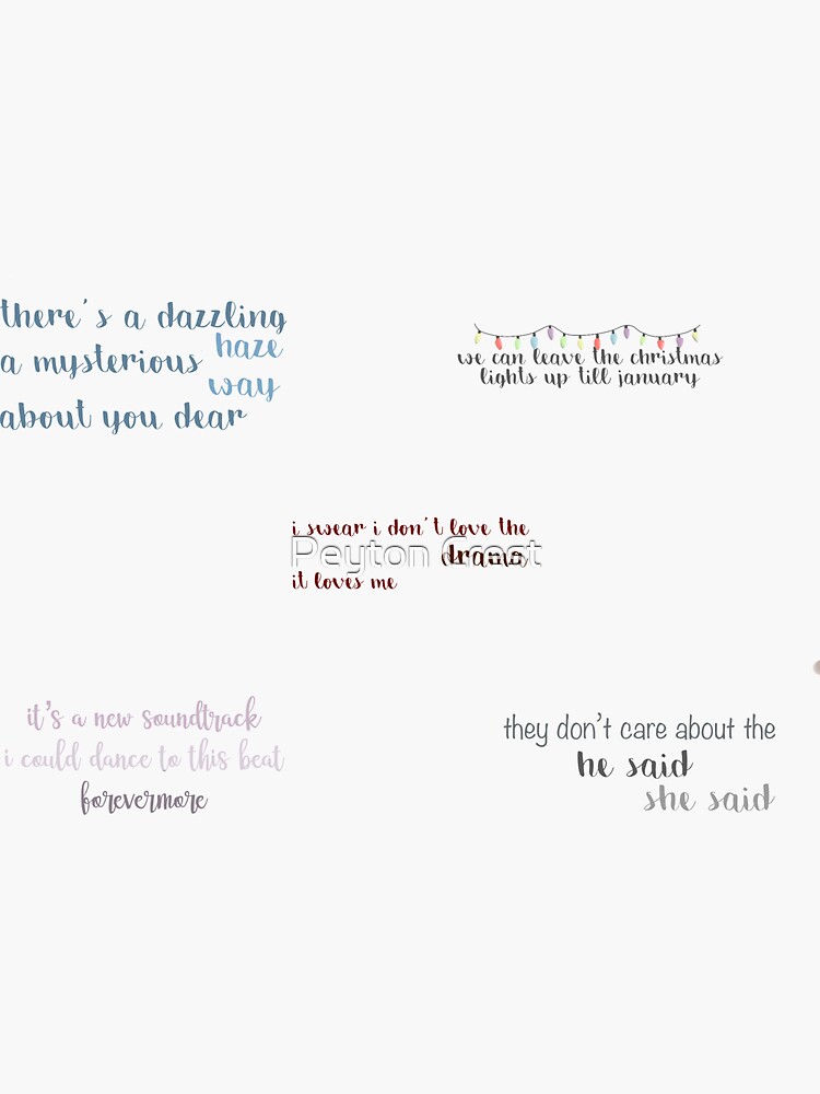 Taylor Swift Lyrics Sticker For Sale By Peytoncrest Redbubble