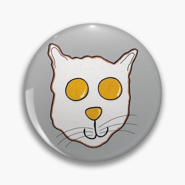 Fried Egg Cat (Grey Background) Pin