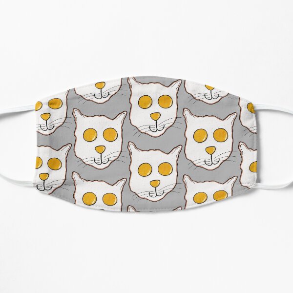 Fried Egg Cat (Grey Background) Flat Mask
