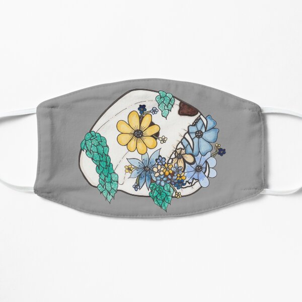 Cat Skull with Flowers (Grey Background) Flat Mask