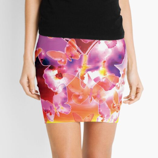 Butterfly Sky - Pink Mini Skirt