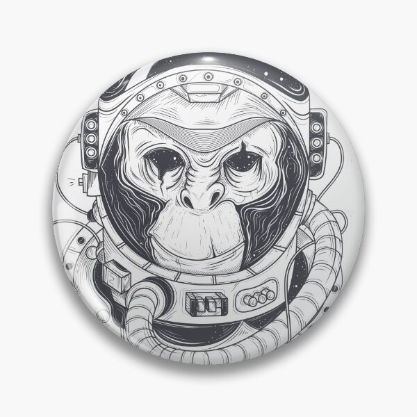 Item preview,  hand drawn illustration of a monkey astronaut, chimpanzee in a space suit designed and sold by redaaid.