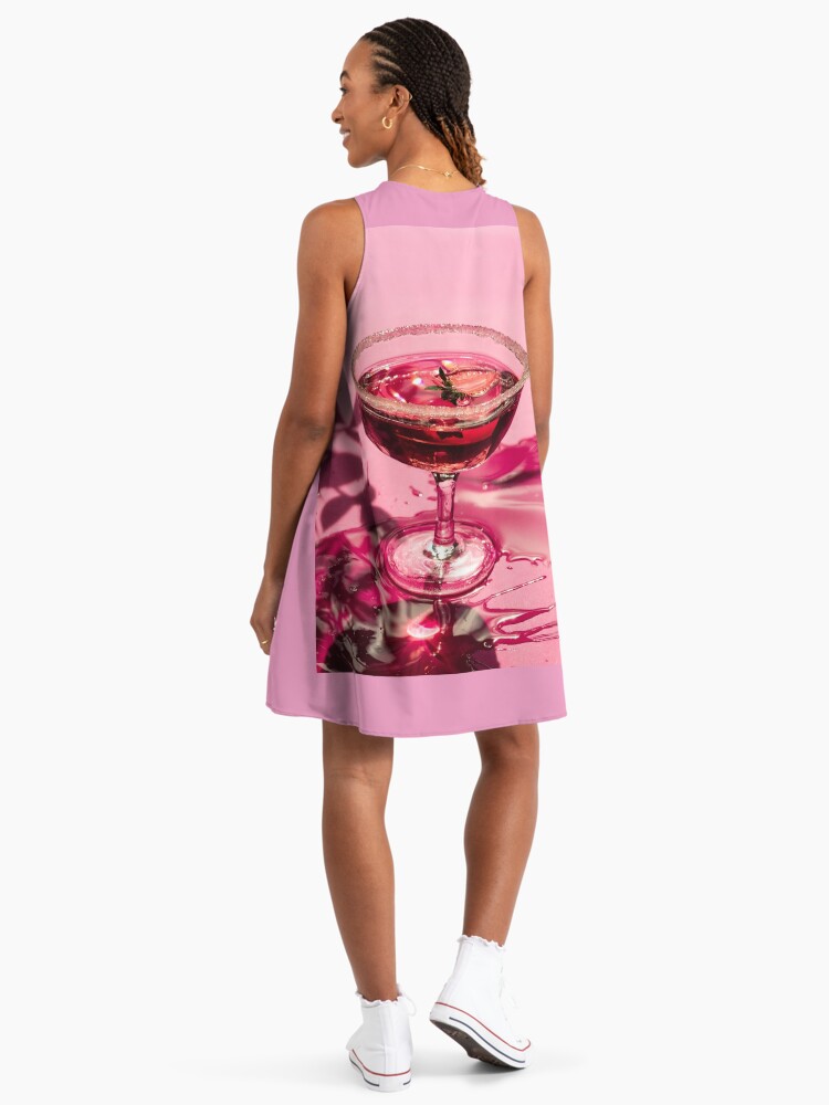 Pink Strawberry Cocktail " A-Line Dress for Sale by newburyboutique | Redbubble Pink Strawberry Cocktail " A-Line Dress for Sale by newburyboutique | Redbubble