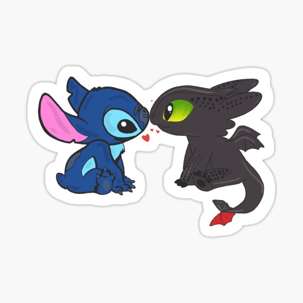 Stitch y Toothless Pegatina