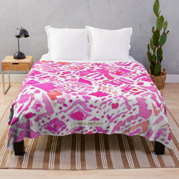 cute geometric pink Throw Blanket