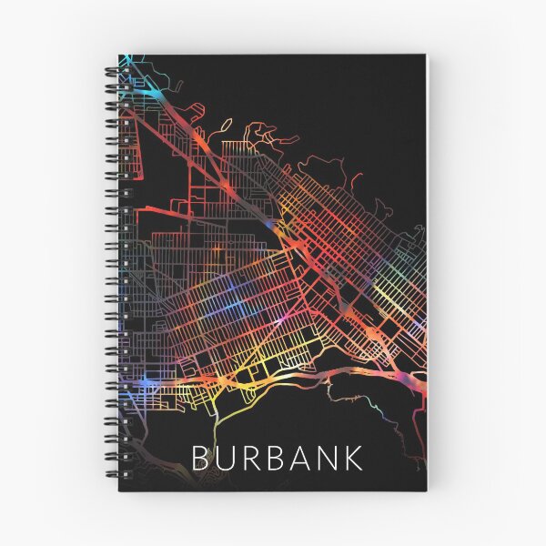 Artikelvorschau, Burbank City Street Map Dunkler Modus entworfen und verkauft von map-lover.
