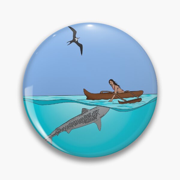 Item preview, Outrigger canoe girl with tiger shark designed and sold by taylorksea.