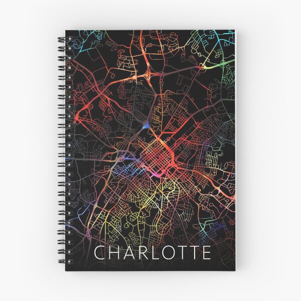 Artikelvorschau, Charlotte City Street Map Dunkler Modus entworfen und verkauft von map-lover.