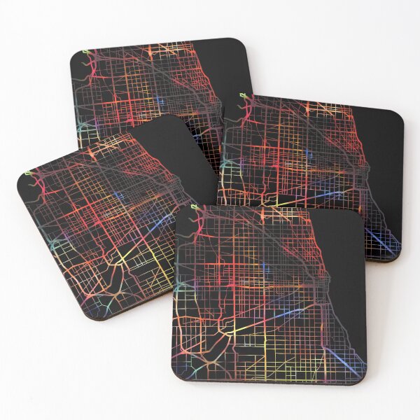 Artikelvorschau, Chicago City Street Map Dunkler Modus entworfen und verkauft von map-lover.