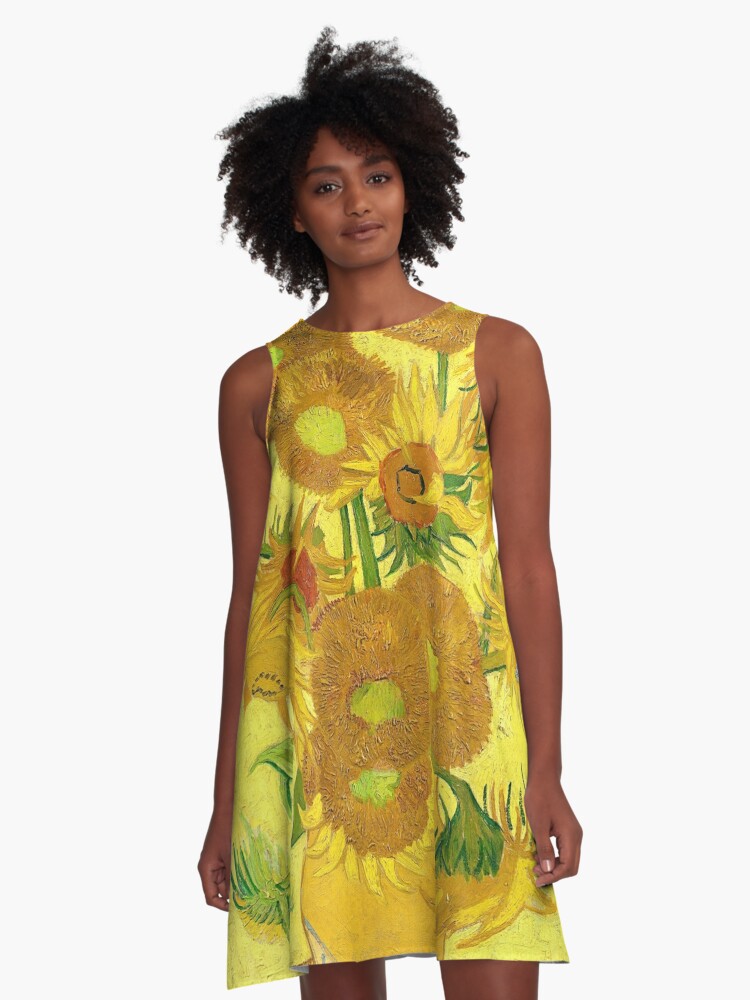 Vestido acampanado «Jarrón con quince girasoles - Vincent Van Gogh - Color  amarillo» de SuperAceDesigns | Redbubble