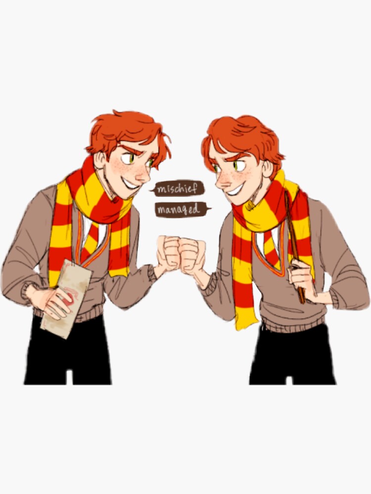 fred-and-george-weasley-sticker-for-sale-by-amela315-redbubble