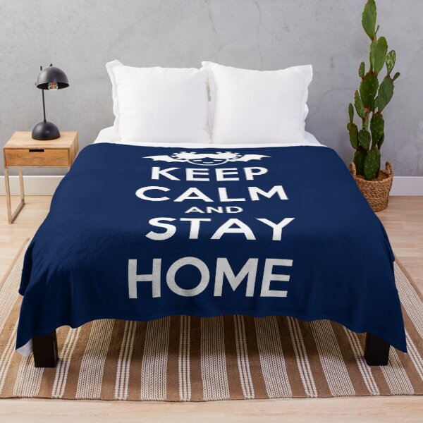 Artikelvorschau, Kopie von Keep Calm and Stay Home - Weiß auf Navy entworfen und verkauft von joshcartoonguy.