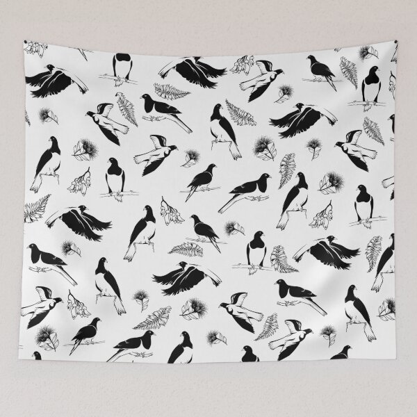 Item preview, Kereru black and white bird pattern designed and sold by ekpatterns.