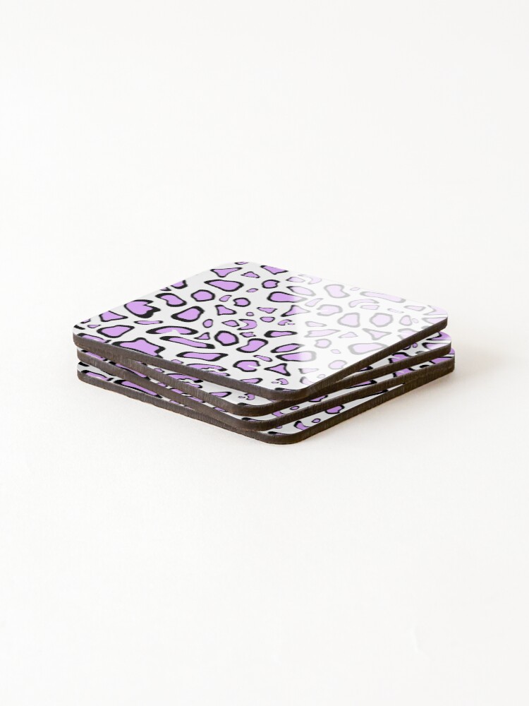 Thumbnail 4 of 5, Coasters (Set of 4), Pink Leopard Print Pattern designed and sold by tinyteacups.