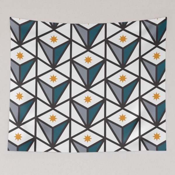Item preview, Reverse Pyramid Star Pattern – Teal & Orange designed and sold by RoguePatterns.