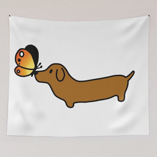 Item preview, Cartoon Wiener Dog and Butterfly designed and sold by MillerDesigns.