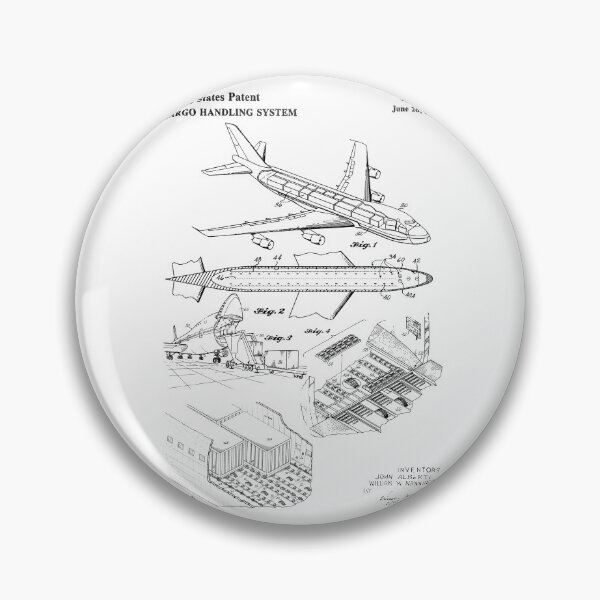 Item preview, Cargo handling system 1973 patent black designed and sold by InkedArtPrints.