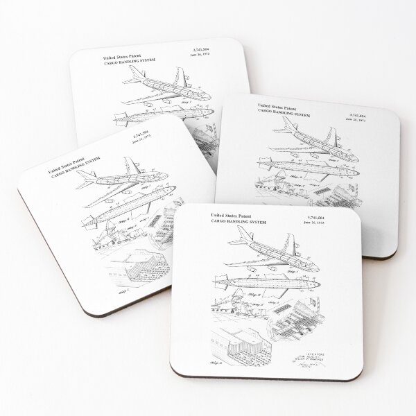 Item preview, Cargo handling system 1973 patent black designed and sold by InkedArtPrints.