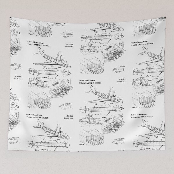 Item preview, Cargo handling system 1973 patent black designed and sold by InkedArtPrints.