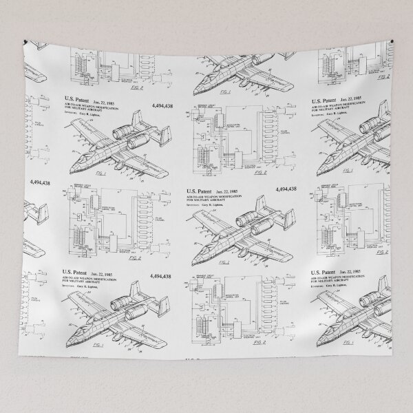 Item preview, Air-to-air weapon modification for military aircraft 1985 patent black designed and sold by InkedArtPrints.