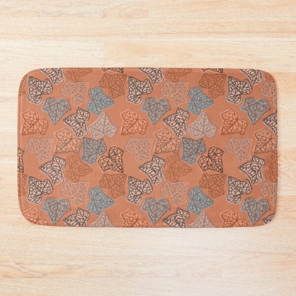 Item preview, "English Ivy Autumn Leaves" Muted Orange Blue Brown Leaf Designer Print designed and sold by victoriabdesign.