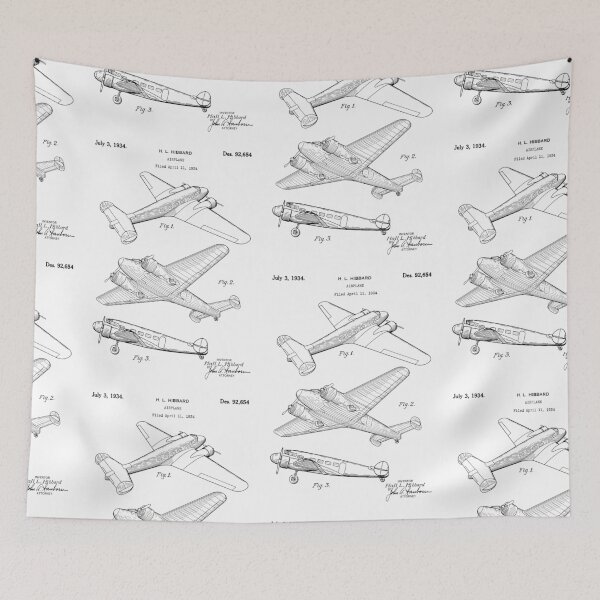 Item preview, Airplane 1934 patent black designed and sold by InkedArtPrints.