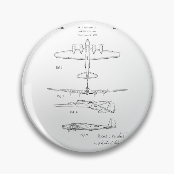 Item preview, Bomber airplane 1935 patent black designed and sold by InkedArtPrints.