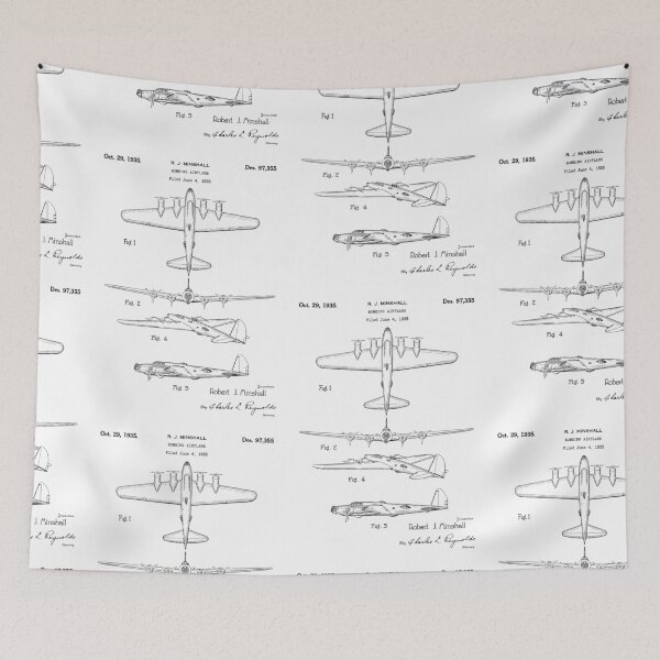 Item preview, Bomber airplane 1935 patent black designed and sold by InkedArtPrints.