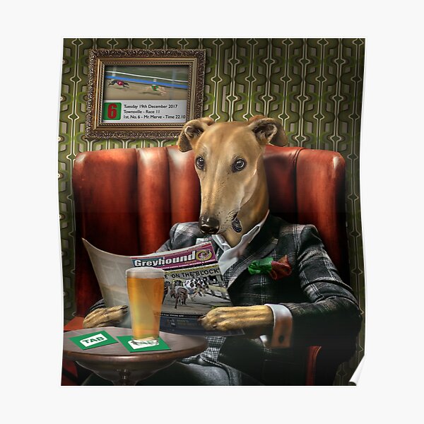 Greyhound Dog Portrait - Rusty Poster