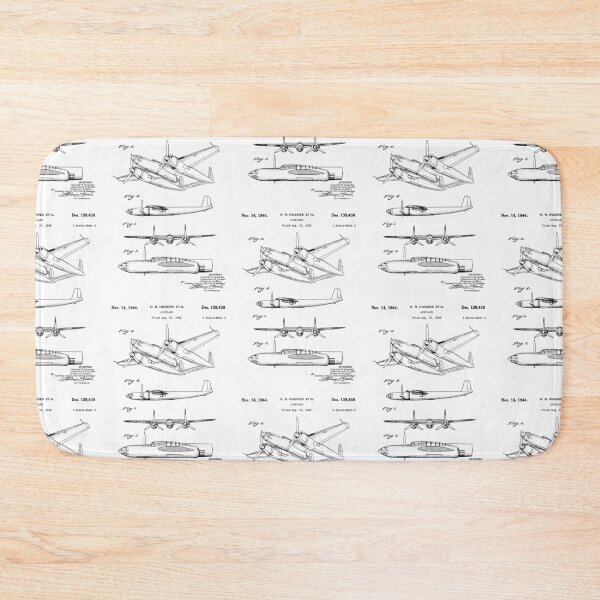 Item preview, Hughes Airplane 1944 patent black designed and sold by InkedArtPrints.