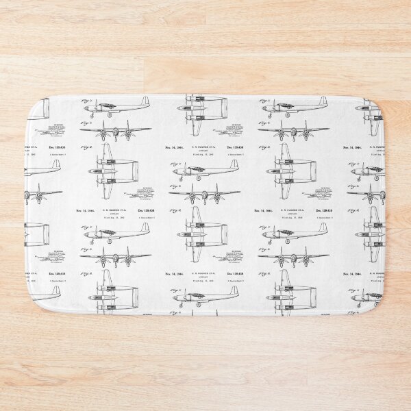 Item preview, Hughes Airplane 1944 patent black designed and sold by InkedArtPrints.