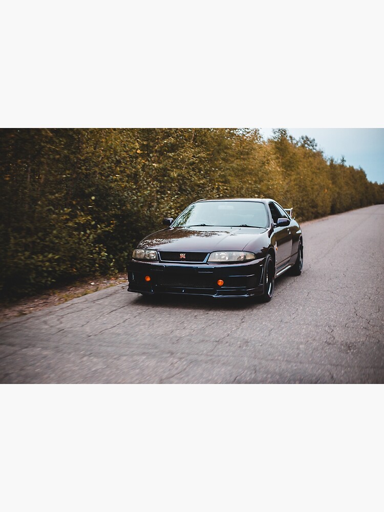 two men in masks with a white nissan gtr r36 Art Board Print for