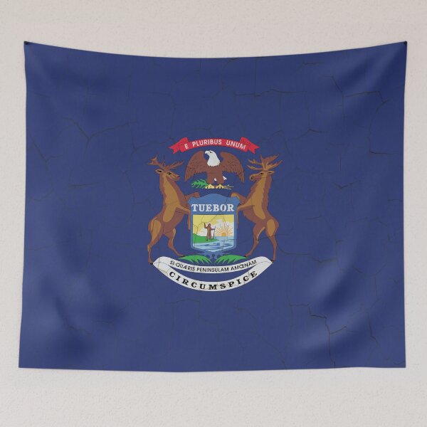 Item preview, Michigan Flag Grunge Wall designed and sold by TRowanDesign.