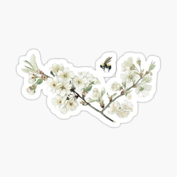 vintage flowers and bees Sticker
