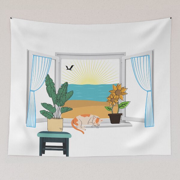 Item preview, Seaside View Through an Open Window designed and sold by designlee.