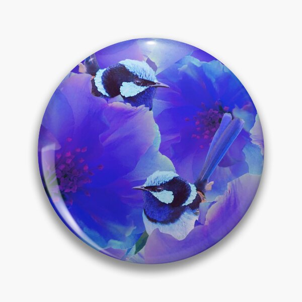Item preview, Bluetiful - Spot the Wren - Wren floral en flor y azul detrás de negro designed and sold by CheckOutOz.