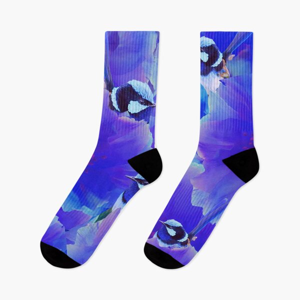 Item preview, Bluetiful - Spot the Wren - Blossom Floral & Blue Wren Behind Black designed and sold by CheckOutOz.