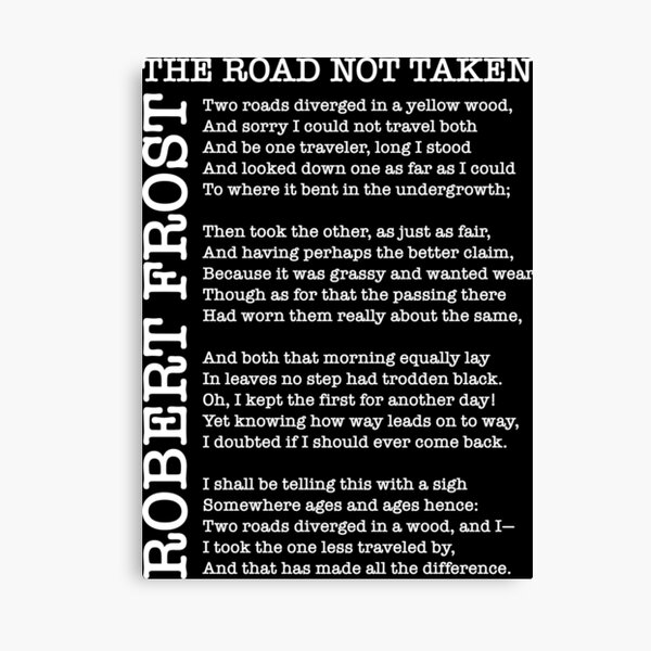 Copy of The Road Not Taken by Robert Frost Canvas Print