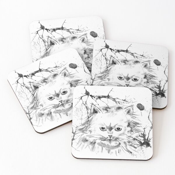 Item preview, Persian Cat - Black and White Abstract Ink  designed and sold by Michelle Wrighton.