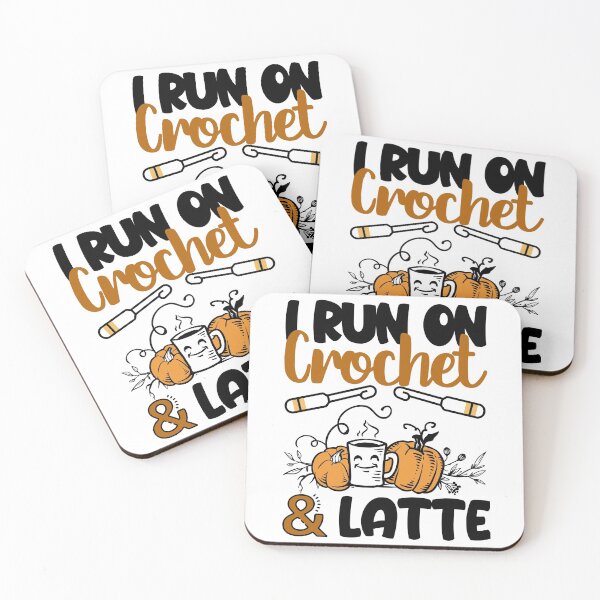 Item preview, I Run on Crochet and Latte with Crocheting Hook and Pumpkins designed and sold by WOW TeesAndThings.