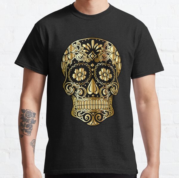 Calavera de oro mexicana Día de muertos Halloween Camiseta clásica