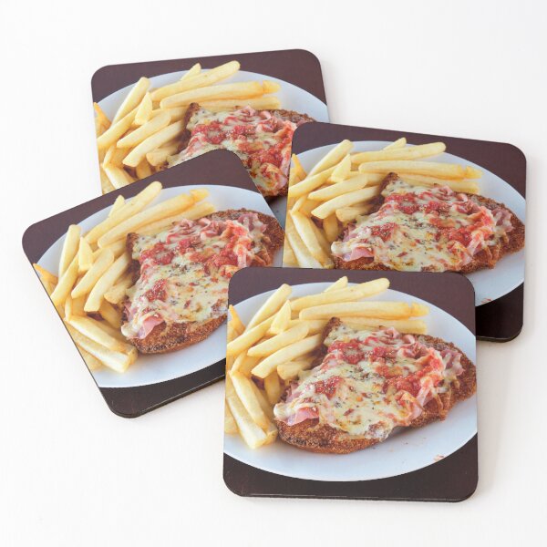 Item preview, Chicken Parmigiana with chips on a dark background designed and sold by gcmadan.