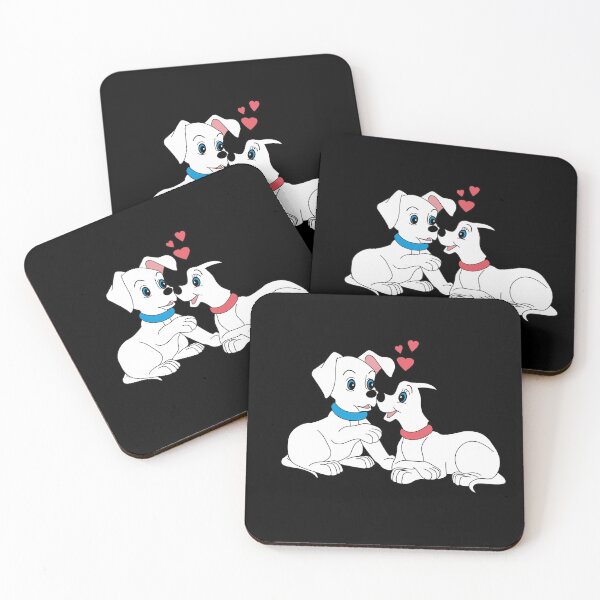 Item preview, A pair of beautiful dogs falls in love at first sight. Picture of cute white dogs with a dark background.  designed and sold by SSSTUDIOONE.